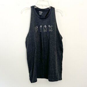 victoria's secret pink charcoal gray twist back tank top S